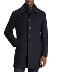 テッドベーカー メンズ アウター コート Ted Baker Wimbledon Overcoat Navy ネイビーのサムネイル