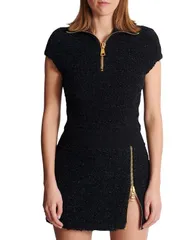 バルマン レディース トップス シャツ ツイード Balmain Tweed top Black ブラックのサムネイル