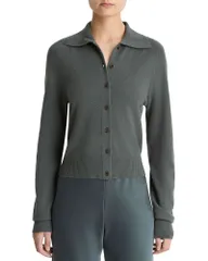 ヴィンス レディース アウター カーディガン ポロシャツ セーター Vince Button Front Polo Cardigan Sweater Malachiteのサムネイル
