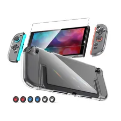 2 2 2 フィルム Switch Switch 気泡ゼロ 強化ガラス 高透過率 傷防止 耐衝撃 switch 全面保護 軽量 黄ばみなし 2 着脱簡単 TPU+PC材質 分体式設計 モデル 保護カバー クリアケース+ガラスフィルム+スティックキャップ 】Sw