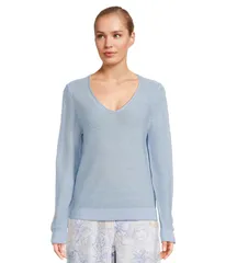 トッミーバハマ レディース アウター ニット・セーター Vネック リネン Tommy Bahama Cedar Linen LS VNeck Chambray Blue ブルーのサムネイル