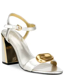 ダナキャラン レディース シューズ サンダル トール アンクル レザー ヒール Donna Karan Seraphina Metallic Leather Ankle Strap Block Heeのサムネイル