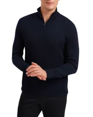 テッドベーカー メンズ アウター ニット・セーター ハーフジップ Ted Baker Merino Quarter Zip Sweater Navy ネイビーのサムネイル