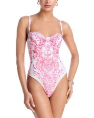 Camilla Women's Swimsuit, Two-Piece Set, Gathered, Camilla Ruched Cup Underwire One Piece Swimsuit, Livin La Vida Rosa