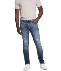 ゲス メンズ ボトムス デニムパンツ ストレート ジーンズ Guess Finnley Distressed Straight Leg Jeans Medium Blue ブルーのサムネイル