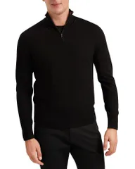 テッドベーカー メンズ アウター ニット・セーター ハーフジップ Ted Baker Merino Quarter Zip Sweater Black ブラックのサムネイル