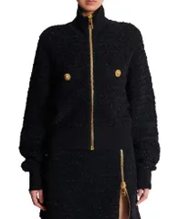 バルマン レディース アウター ジャケット・ブルゾン ツイード Balmain Tweed Bomber Jacket Black ブラックのサムネイル