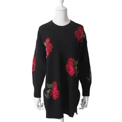 ◎美品 ヴェルサーチ VERSACE イタリア製 ウール ローズ柄 長袖 ニット 36 ブラック レディース 正規品 6-AD013のサムネイル