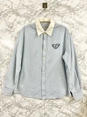 Mardi Mercredi マルディメクルディ OXFORD SHIRT STRIPE ALUMNI CLASSIQUE オックスフォード シャツ ストライプ アルムナイ クラシック スカイブルー レディース◆Size Freeのサムネイル