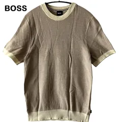 【BOSS/ボス】HUGO BOSS 半袖ニット ツートーントップス コットンブレンド クルーネック ベージュ系（中古）のサムネイル