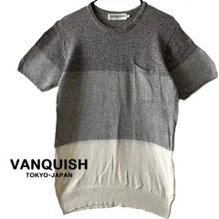 【VANQUISH/ヴァンキッシュ】切替コットントップス 半袖ニット クルーネック 3トーン（中古）のサムネイル