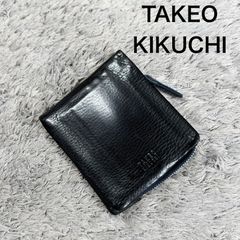 TAKEO KIKUCHI タケオキクチ 二つ折り財布 レザー ブラック L字ファスナー