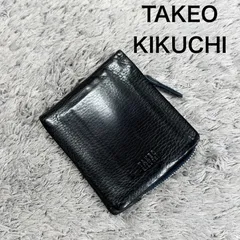 TAKEO KIKUCHI タケオキクチ 二つ折り財布 レザー ブラック L字ファスナーのサムネイル