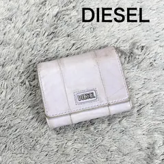 DIESEL ディーゼル 本革 レザー コンパクトウォレット 三つ折り財布 薄パープル × ゴールドのサムネイル