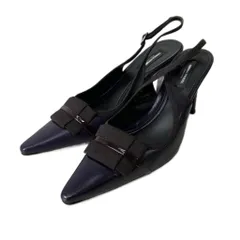 ソニアリキエル SONIA RYKIEL ポインテッドトゥ レザー パンプス 36.5 パープルのサムネイル