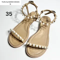 【極美品】TSURU by Mariko Oikawa ツルバイマリコオイカワ Voyage パール サンダル ベージュ 35のサムネイル