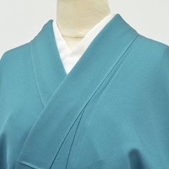 6k989 着物 正絹 袷 色無地 皇后陛下献上品 紫陽花 ときわ草 一つ紋 青 