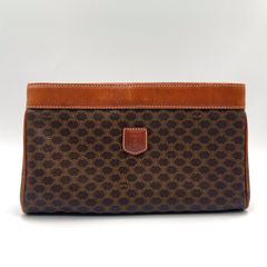 希少 CELINE セリーヌ Cマカダム柄 クラッチバッグ スエード ブラウン 