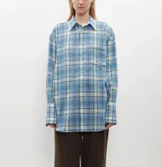 AURALEE エアリー ウール CHECK シャツ ブルー 24fwのサムネイル