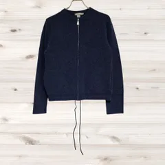 A1781 ジェイクルー J.CREW カジュアルジャケット アウター(S) 青 杢調 メランジ柄 ウール ノーカラー ジップアップのサムネイル