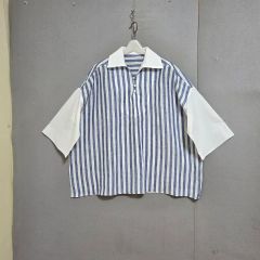極美品✨hanuiハヌイセンソユニコイタリア製切替ストライプ