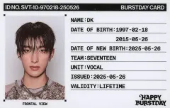 【中古】コレクションカード(男性)/ SEVENTEEN/ドギョム(DK)/CD「HAPPY BURSTDAY」(NEW BURSTDAY Ver.)封入IDカード