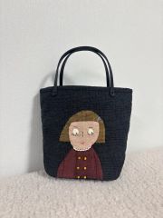 クロスステッチ❤︎本革持ち手2wayトートバッグ】ハンドメイド