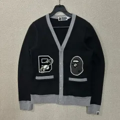 (S) A BATHING APE アベイシングエイプ ニット ベーシック ロゴ ブラック カーディガンのサムネイル