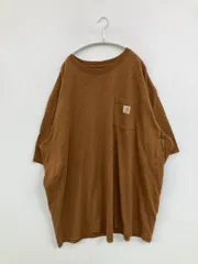 Carhartt カーハート Tシャツ/カットソー 4XL ブラウン 無地 ワンポイント ミドル丈 半袖 クルーネック(丸首) メンズ
