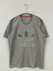 adidas アディダス Tシャツ/カットソー XO グレー 前面プリント ブランドロゴ 半袖 クルーネック(丸首) メンズ レディース