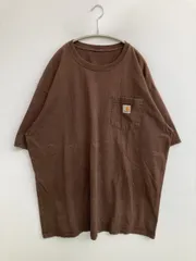 Carhartt カーハート Tシャツ/カットソー XL ブラウン 無地 ワンポイント ブランドロゴ ミドル丈 半袖 クルーネック(丸首) メンズ レディース