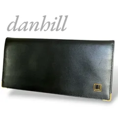 【MY0730】Dunhill ダンヒル 長財布 二つ折り 札入れ 小銭入れ ウォレット レザー ブラック 黒 ロゴプレート ゴールド金具 メンズのサムネイル