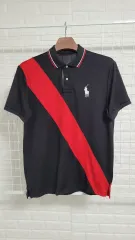 M-実寸100 POLO RALPH LAUREN(ポロラルフローレン) ビックポニー 斜めボーダーストライプ 機能性KARA（カラ）半袖