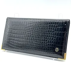 ダンヒル dunhill 長財布 クロコダイル型押し シャイニーレザー ブラック 黒 二つ折り ロングウォレット ゴールド金具 メンズ レディース ビジネス フォーマル 高級感 エレガント ラグジュアリー 本革風 財布 ウォレット 薄型 スリム 大容量 人気