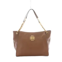 トリーバーチ TORY BURCH トートバッグ レザー 本革 茶色 ブラウン ロゴ チェーン /RI ■OS