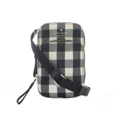 ケイトスペード KATE SPADE ショルダーバッグ ナイロン 黒 ブラック 白 ホワイト ギンガムチェック柄 ロゴプリント /RI ■OS