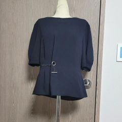美品 セオリーリュクス 上質 リネン混 ベルテッド サイドスリット 