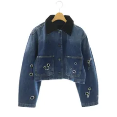 マークジェイコブス MARC JACOBS 26SS グロメット ユーティリティ ジャケット デニムジャケット Gジャン クロップド ダメージ加工 XS インディゴ 黒 /CX ■OSのサムネイル