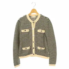 トリーバーチ TORY BURCH 24年 ボーダーカーディガン S アイボリー ブラック 10011022 /DO ■OSのサムネイル