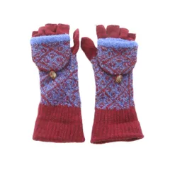 ヴィヴィアンウエストウッド Vivienne Westwood 手袋 2way 赤 レッド 青 総柄 指なし ミトンカバー付き ラメ /RI ■OSのサムネイル