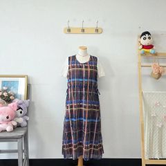 着物リメイクワンピース ウエストブラウジング絣120㎝ - メルカリ