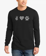 エルエーポップアート メンズ トップス Tシャツ LA Pop Art Mens Peace Love Dogs Word Art Long Sleeves Tshirt Black ブラック