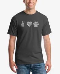 エルエーポップアート メンズ トップス Tシャツ LA Pop Art Mens Peace Love Dogs Word Art Short Sleeve Tshirt Dark Gray グレー
