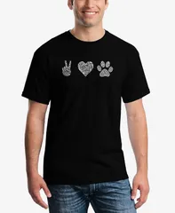 エルエーポップアート メンズ トップス Tシャツ LA Pop Art Mens Peace Love Dogs Word Art Short Sleeve Tshirt Black ブラック