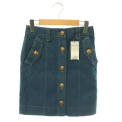 バーバリーブルーレーベル BURBERRY BLUE LABEL フロントボタン デニム タイトスカート ミニ 36 ブルー /HK ■OS