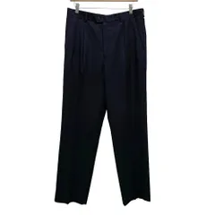 ジョルジオアルマーニ GIORGIO ARMANI スラックス パンツ  ウール シルク 混 ピンストライプ 2タック 0916.01 紺 ネイビー  /MZ ■ECD004のサムネイル