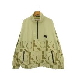 カルバンクラインジーンズ Calvin Klein Jeans ミックスメディア CKロゴ ポロバージャケット ジャケット 上着 M ベージュ カーキ ロゴ総柄 スタンドカラー 長袖 4500412876 /AH6 ■ECE004のサムネイル