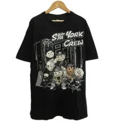 ステューシー STUSSY Tシャツ L 黒 ブラック プリント柄 ラウンドネック 半袖 /NP ■ECD004