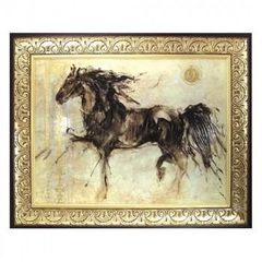 新品未使用】絵画風絨毯 ペルシャ産 イラン 絨毯 ラグ カーペット 馬