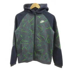 ナイキ NIKE パーカー ボアジャケット 上着 L ネイビー 紺 マルチカラー 長袖 フード付き 総柄 /PP ■ECB004